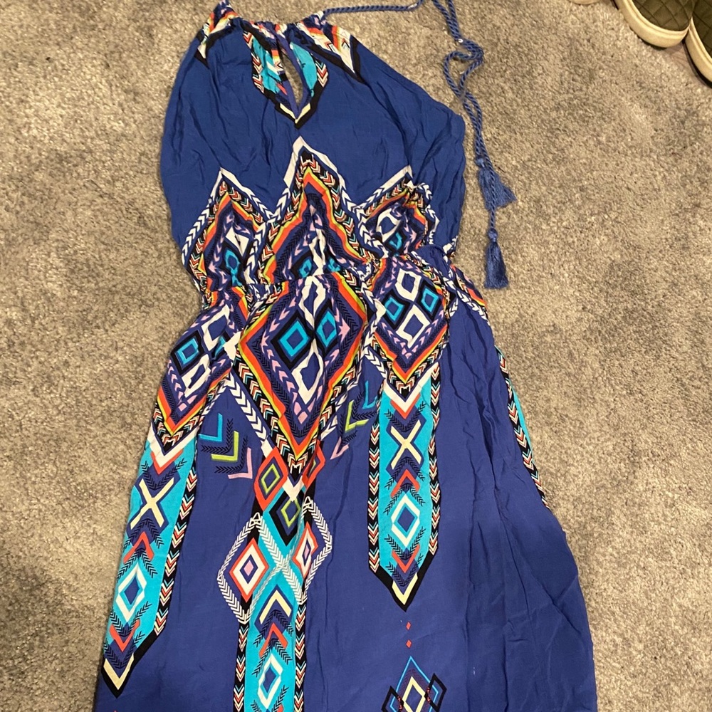 Blue multi color maxi dress